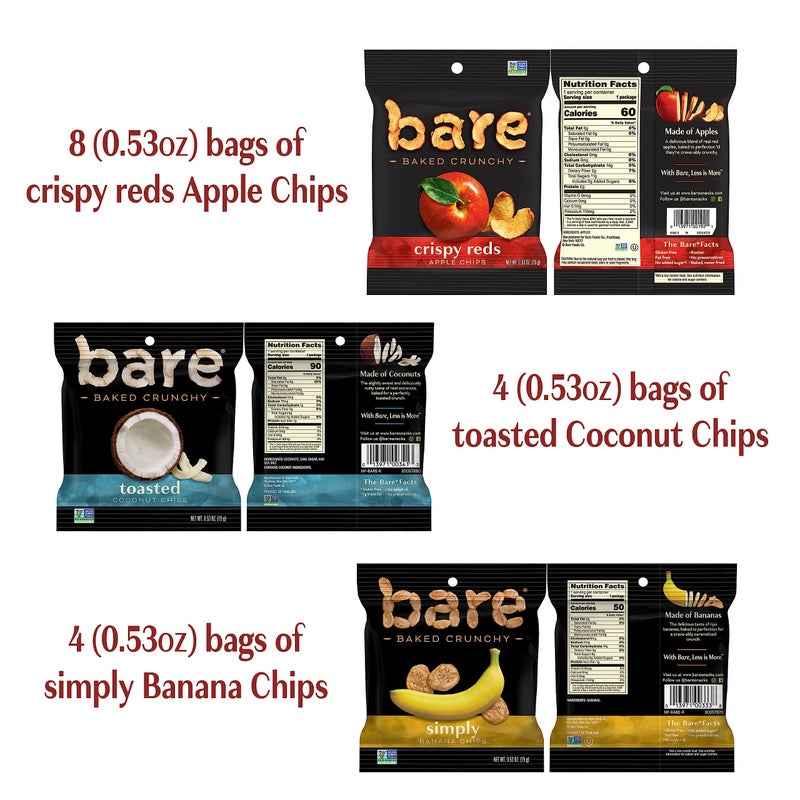 Bare Baked Crunchy, Fruit Variety Pack, 0.53 Ounce (Pack of 16) - Image 2